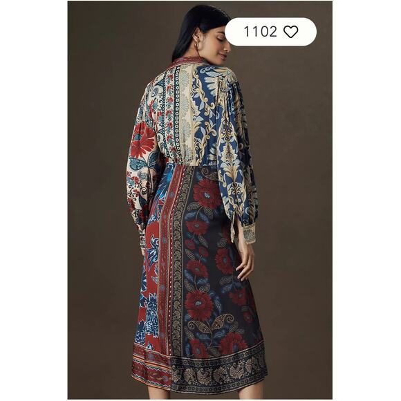 Farm Rio Winter Mix Midi Shirt Dress Size Small - Picture 3 of 8